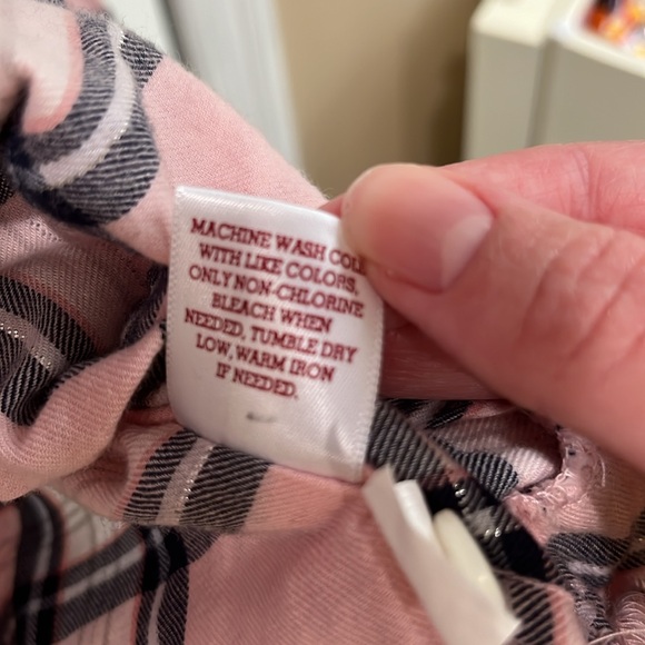 Pink silver sparkle plaid so long sleeve button top - Picture 7 of 10